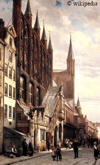 Das Lbecker Rathaus um 1885 von Cornelis Springer (18171891)  -   Fr eine grere Darstellung auf das Bild klicken.