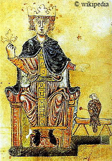 Friedrich II. mit seinem Falken. Aus seinem Buch De arte venandi cum avibus (Ueber die Kunst, mit Voegeln zu jagen). Spätes 13. Jh. - Für eine größere Darstellung klicken Sie bitte auf das Bild Friedrich II. mit seinem Falken. Aus seinem Buch De arte venandi cum avibus (Ueber die Kunst, mit Voegeln zu jagen). Spätes 13. Jh. - Für eine größere Darstellung klicken Sie bitte auf das Bild
