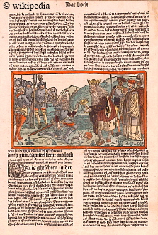 Luebecker Bibel von 1494 -  Genesis 13 mit Holzschnitt   -   Für eine größere Darstellung klicken Sie bitte auf das Bild.