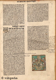Luebecker Bibel von 1494 -  Letzte Seite, mit Druckvermerk    -   Für eine größere Darstellung klicken Sie bitte auf das Bild.