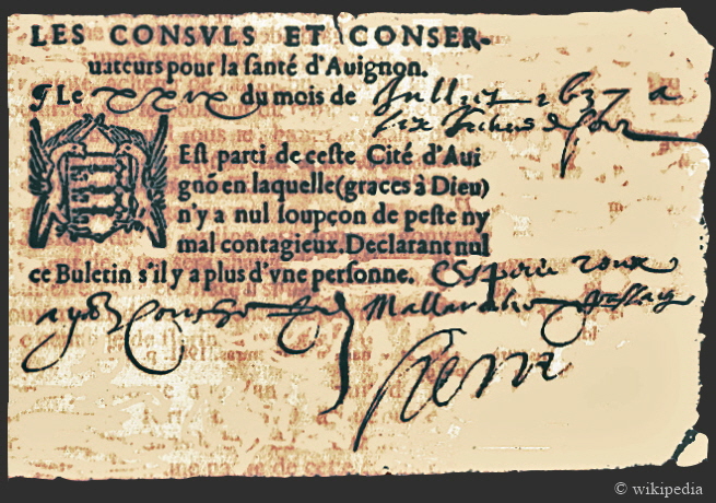 Pestbrief der Stadt Avignon von 1637