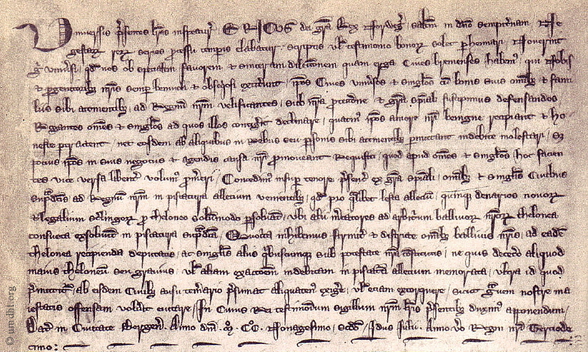 Privileg aus dem Jahre 1292 von König Erich von Norwegen für Bürger der Stadt Bremen