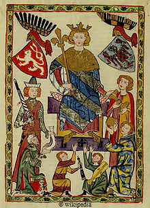 Wenzel II. von Böhmen als Minnesänger (Codex Manesse, 14. Jh.)