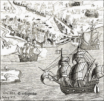 Die Belagerung Kopenhagens zu See- und Land 1535 bis 1536  -  Für eine grössere Bilddarstellung klicken Sie bitte auf das Bild.