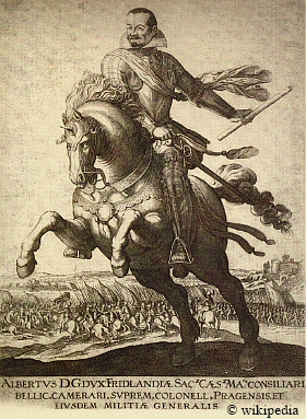 Albrecht Wenzel Eusebius von Waldstein auf einem Kupferstich von ca 1625 1628 von einem unbekannten Kuenstler - Für eine größere Bilddarstellung klicken Sie bitte auf das Foto. Albrecht Wenzel Eusebius von Waldstein auf einem Kupferstich von ca 1625 1628 von einem unbekannten Kuenstler - Für eine größere Bilddarstellung klicken Sie bitte auf das Foto.
