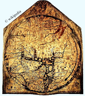 Die Hereford-Karte um etwa 1300  -  F�r eine gr��ere Darstellung klicken Sie bitte auf das Bild.