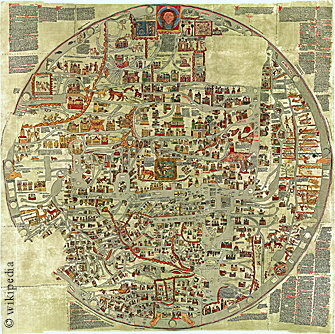 Ebstorfer Weltkarte - etwa 1300 - wahrscheinlich im Ebstorfer Kloster - Lueneburger Heide - hergestellt  -  F�r eine gr��ere Darstellung klicken Sie bitte auf das Bild.