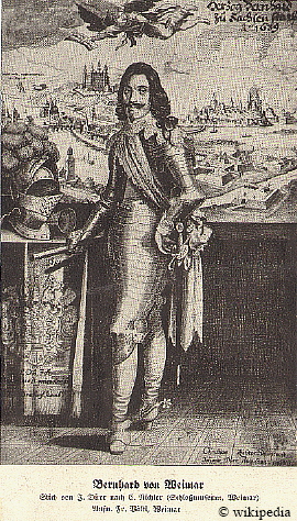Herzog Bernhard von Sachsen-Weimar auf einem Kupferstich von Johann Drr Augustanus nach einer Zeichnung von Christian Richter