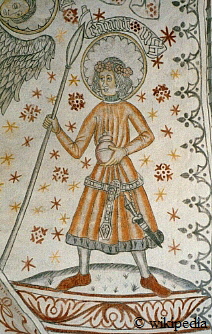 Knud Lavard auf einer mittelalterlichen Malerei in der Kirche von Vigersted bei Ringsted auf Seeland in Daenemark - Für ein größeres Bild klicken Sie bitte auf das Bild. Knud Lavard auf einer mittelalterlichen Malerei in der Kirche von Vigersted bei Ringsted auf Seeland in Daenemark - Für ein größeres Bild klicken Sie bitte auf das Bild.