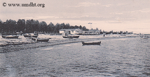 Vorbecks Strandhalle um das Jahr 1909 mit Kstenlandschaft.  -  Fr eine grere Bilddarstellung klicken Sie bitte auf das Foto.